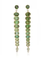 Jamie Wolf 18k Yellow Gold; Diamond And Tourmaline Earrings In Green