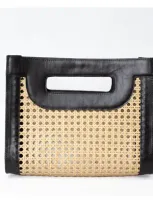 Jelavu Women's Venice Medium Cane Leather Clutch - Black