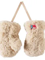 Jellymallow Kids' Logo Faux Fur Mittens In Brown