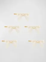 Jennifer Behr Emma Bow Bobby Pins, Set Of 5 In Cream