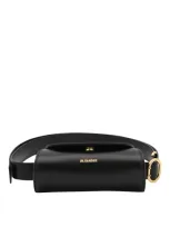 Jil Sander Black Leather Cannolo Small Tote Bag