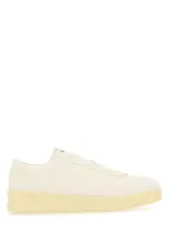 Jil Sander Man Sneakers Cream Size 12 Soft Leather In White