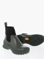 Jil Sander Leather Low Boots With Neoprene Insert In Green