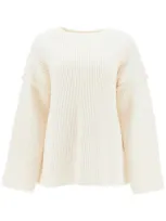 Jil Sander Oversized Ribbed Wool Sweater In Multicolor