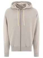 Jil Sander Compact Cotton Terry Zipped Sweatshirt In Grey