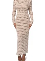 Jluxlabel Serene Wonders Open Stitch Long Sleeve Dress In White