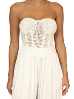 Jluxlabel Want It All Open Stitch Strapless Bustier Top In White