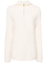 Jnby Wool Hooded Long-sleeved Jumper In Neutrals