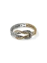 John Hardy Love Knot Ring, Gold, Sterling Silver, 1.8mm In Silver/gold