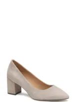 Johnston & Murphy Vicki Block Heel Pump In Taupe Suede