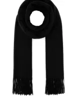 Johnstons Of Elgin Cashmere Scarf With Fringed Edges And Pure Softness In Black