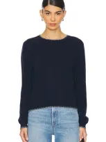 Jumper 1234 Blanket Stitch Crew In Navy & Mid Grey