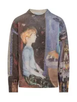 Jw Anderson Crew Neck Graphic Print Sweater In Multicolor