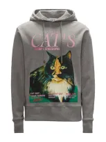 Jw Anderson Hoodie With Cat Print In Grey