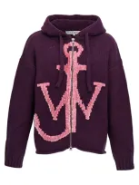 Jw Anderson Anchor-logo Zip Hoodie In Purple