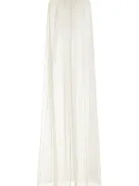 Kamperett Silk Chiffon Choker Cape In Ivory