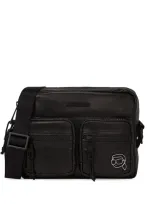 Karl Lagerfeld Ikonik Karl Zipped Messenger Bag In Black