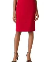 Kasper Women's Stretch-crepe Back-vent Skimmer Pencil Skirt In Fire Red