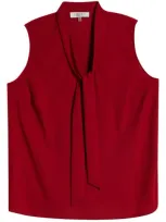 Kasper Tie Front Sleeveless Top In Red