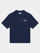 Kenzo Kids' Logo-print Organic Cotton Polo Shirt In Navy