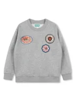 Kenzo Kids' Logo-appliqué Mélange-effect Sweatshirt In Gray