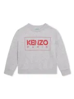 Kenzo Kids' Logo-print Crew-neck Sweatshirt In Grey