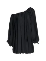 Khaite Nash Gathered Silk-georgette Top In Black