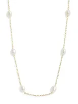 Ki-ele Pearl Station Necklace In Gold