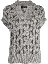 Kiko Kostadinov Chunky-knit V-neck Top In Silver