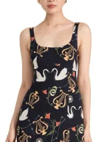 Kitri Connie Black Cygnus And Lyra Print Mini Dress Black Multi