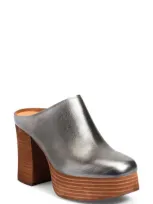 Kork-ease ® Veronica Platform Mule In Silver Leather