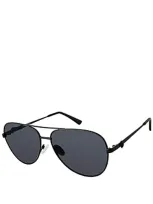 Kurt Geiger Aviator Sunglasses, 62mm In Black/gray Polarized Solid