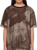 Kusikohc Brown Printed Mesh T-shirt