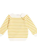 La Coqueta Kids' Campo Striped Cotton Sweater In Multicoloured