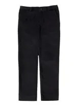 La Coqueta Kids' Elio Cotton Velvet Straight Pants In Black