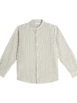 La Coqueta Kids' Tomas Striped Cotton And Linen Shirt In Multicoloured