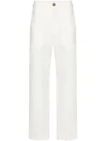 Labrum London Monogram-jacquard Straight-leg Trousers In Neutrals