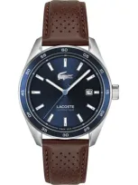 Lacoste Boston Automatique Leather Strap Watch, 40mm In Blue