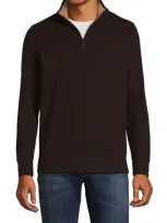 Lands' End Bedford Rib Quarter Zip Sweater In Rich Coffee