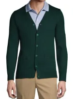 Lands' End School Uniform  Cotton Modal Button Front Cardigan Sweater In Evergreen