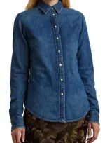 Lauren Ralph Lauren Jamelko Denim Button-up Shirt In Harvest Wash