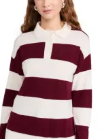 Le Jean Cashmere Polo Sweater Rugby Stripe