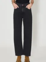 Le Jean Indy High Waist Easy Bow Leg Jeans In Fade To Black