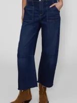 Le Jean Utility Raw Hem Crop Barrel Jeans In Zoe