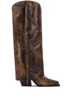 Le Silla Jewel 100mm Crystal-embellished Boots In Brown