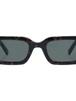 Le Specs Rippled Rebel 53mm Rectangular Sunglasses In Tort