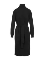 Lemaire Trompe Loeil Turtleneck Belted Midi Dress In Black