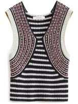 Lemaire Striped Cotton Tank Top In Black