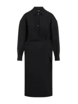 Lemaire Brown Twisted Midi Dress In Black