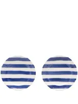 Les-ottomans Striped Ceramic Plate (set Of Two) In Blue